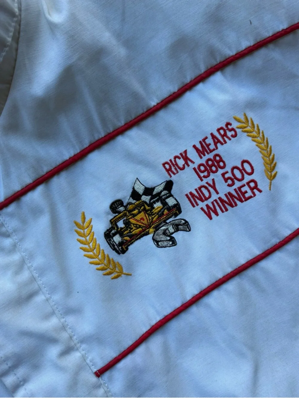 Vintage 1988 Snap-on White & Red Racing Jacket - Rick Mears Indy 500 (off white) - Picture 2 of 8